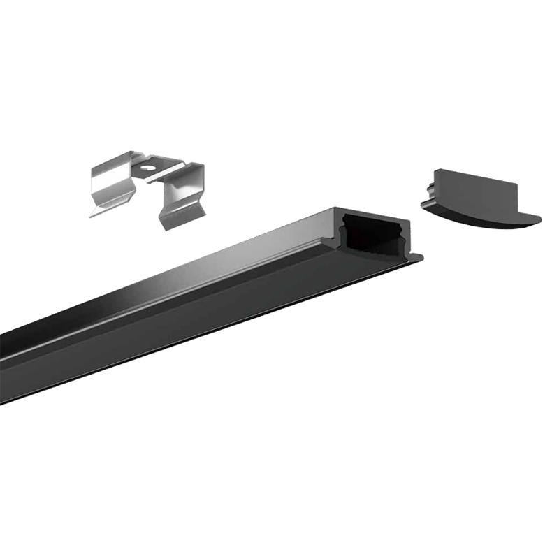 Recessed Light Diffuser Black Extruded Aluminum Channel With Flange For 12mm Width LED Strip Lights